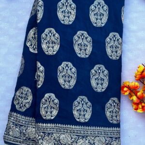 Royal Blue Dola Silk Woven Zari Saree with Blouse