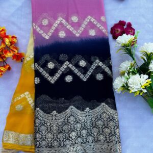 Pure Viscose Georgette Multi Dye Saree with Blouse