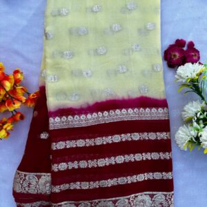 Multi Dye Pure Viscose Georgette Saree with Zari Work