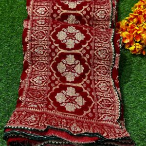 Wine Pure Viscose Georgette Banarasi Zari Work Saree