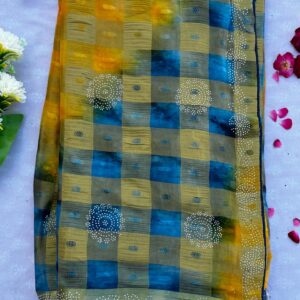 Multi Dye Siroski Work Fancy Saree With Blouse