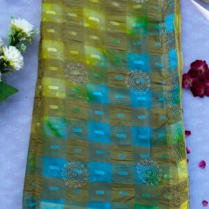 Multi-Dye Siroski Work Fancy Fabric Saree with Blouse
