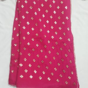Rani Pink Pure Dola Silk Sequence Work Saree with Blouse