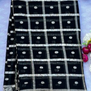 Black Viscose Georgette Geometric Print Saree