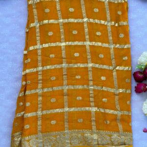 Mustard Yellow Viscose Georgette Saree With Blouse