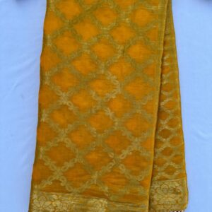 Mustard Yellow Tapeta Silk Garchola Saree