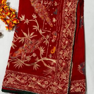 Red Pure Dola Silk Banarasi Saree with Blouse