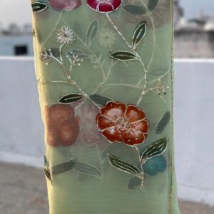 Light Teal Chiffon Brush Painted Saree with Gotta Patti