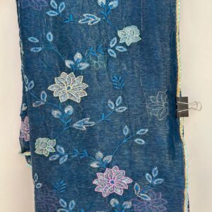 Peacock Blue Pure Shimmer Chiffon Jaal Work Saree