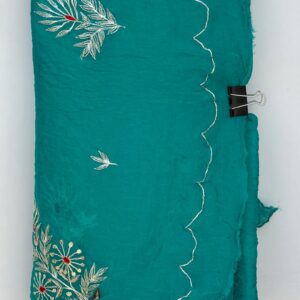 Fountain Teal Pure Chiffon Pittan Hand Work Saree