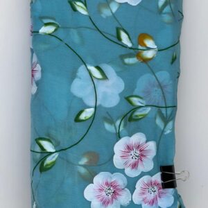 Fountain Teal Pure Chiffon Hand Brush Paint Saree