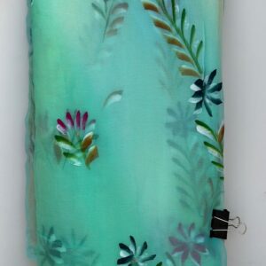 Fountain Light Teal Pure Chiffon Hand Brush Paint Saree