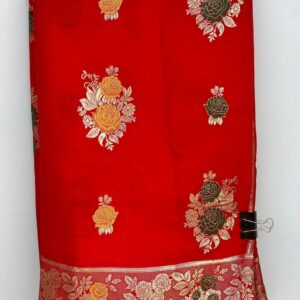 Red Pure Dola Silk Hand Woven Zari Work Saree