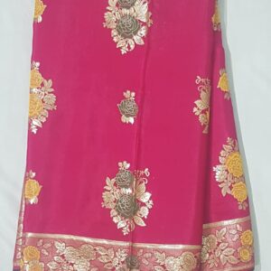 Rani Pink Pure Dola Silk Hand Woven Zari Saree