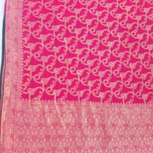Rani Pink Pure Dola Silk Traditional Banarasi Saree With Blouse